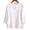 Women Korean Daily Casual Round Neck Three Quarter Sleeve Blouse