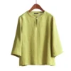 Women Korean Daily Casual Round Neck Three Quarter Sleeve Blouse