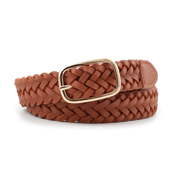 Korean Leather Woven Women s Belt Fashionable Square Buckle Leather Belt With Decorative Jeans Belt