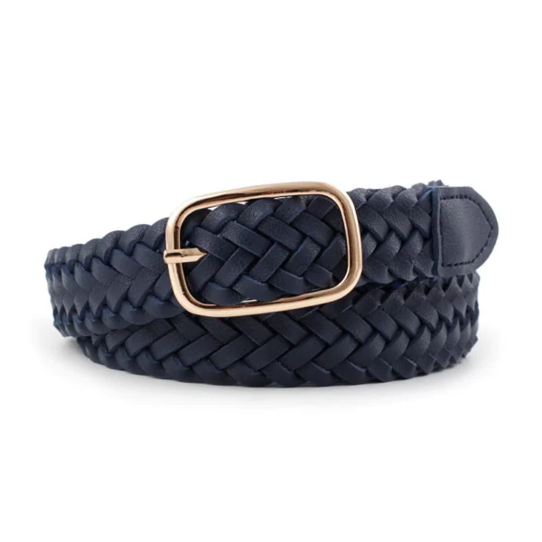 Korean Leather Woven Women s Belt Fashionable Square Buckle Leather Belt With Decorative Jeans Belt
