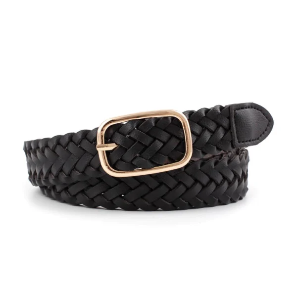 Korean Leather Woven Women s Belt Fashionable Square Buckle Leather Belt With Decorative Jeans Belt