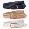 Korean Leather Woven Women s Belt Fashionable Square Buckle Leather Belt With Decorative Jeans Belt