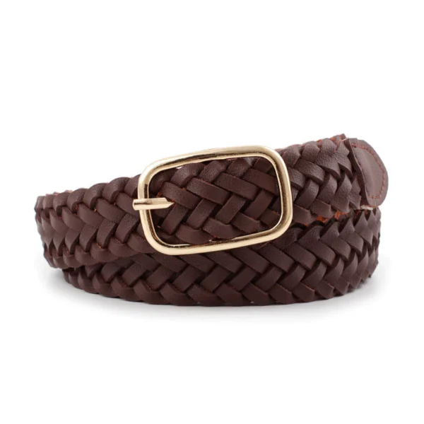 Korean Leather Woven Women s Belt Fashionable Square Buckle Leather Belt With Decorative Jeans Belt
