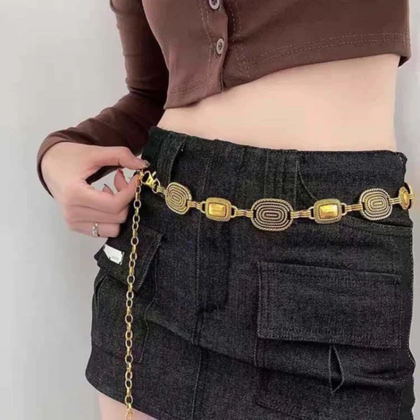 Fashion Retro Style Women s Metal Waist Chain Adjustable Decorative Circle Decoration Bohemian Style