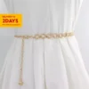 Women s Ring Decorated Metal Waist Chain Adjustable Slim Versatile Alloy Belt for Dress Suits