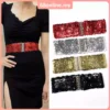 Bling Womens Rivet Sequins Elastic Stretch Wide Waist Belt Waistband Casual Well Ladies Belt Fashion