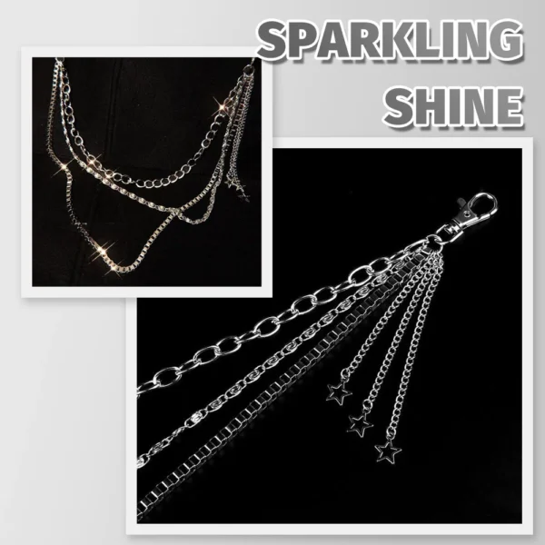 Hip Belt Chain Pants Women Metal Charm Star 3 Tier Retro Hip Hop Waist