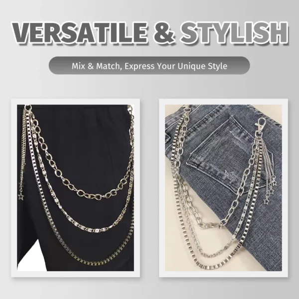 Hip Belt Chain Pants Women Metal Charm Star 3 Tier Retro Hip Hop Waist
