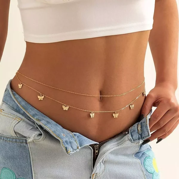 Waist Chain Waist Belt for Women Female Summer Bikini Beach Jewelry Accessories Butterfly Pendant Body Chain
