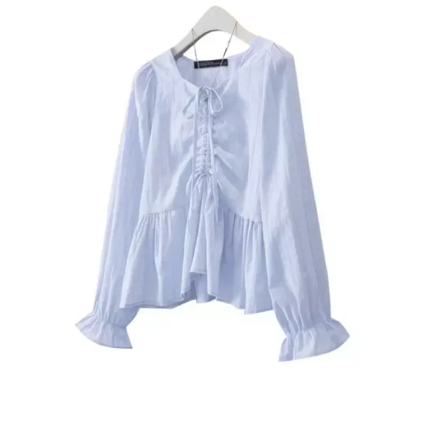 Blouse Women Korean Elegant Long Sleeve Blouse With Ruffles Women Shirt