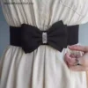 Women s Elastic Bow Belt Wide Rhinestone Stretch Belts Ladies Wide Wedding Party Waistband For Dress Jeans MY