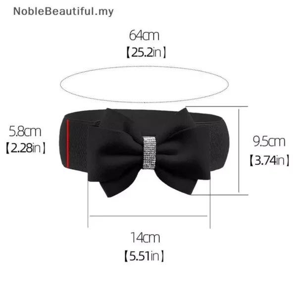 Women s Elastic Bow Belt Wide Rhinestone Stretch Belts Ladies Wide Wedding Party Waistband For Dress Jeans MY