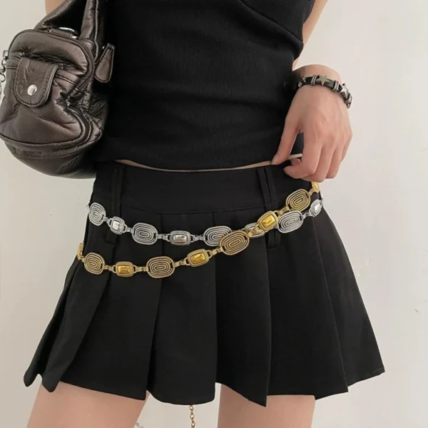 Fashion Retro Style Women s Metal Waist Chain Adjustable Decorative Circle Decoration Bohemian Style