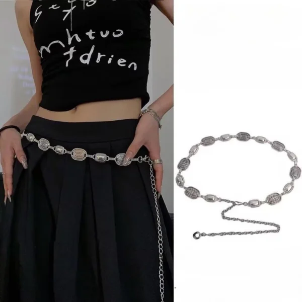 Fashion Retro Style Women s Metal Waist Chain Adjustable Decorative Circle Decoration Bohemian Style