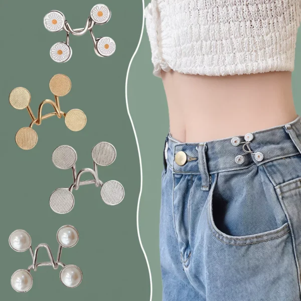 Metal Jeans Waist Buckle Buttons Removable Pants Pin with Detachable Needle