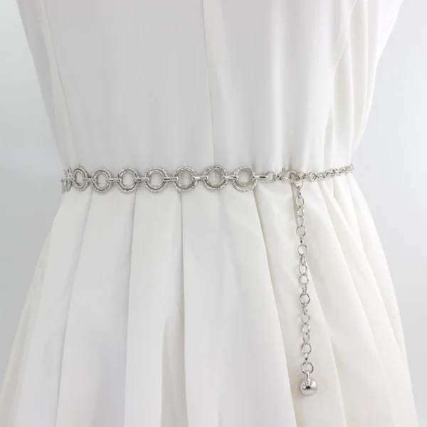 Women s Ring Decorated Metal Waist Chain Adjustable Slim Versatile Alloy Belt for Dress Suits