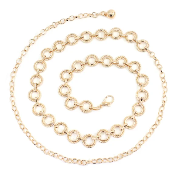 Women s Ring Decorated Metal Waist Chain Adjustable Slim Versatile Alloy Belt for Dress Suits