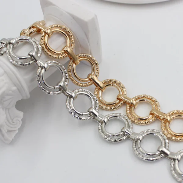 Women s Ring Decorated Metal Waist Chain Adjustable Slim Versatile Alloy Belt for Dress Suits
