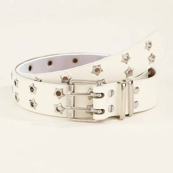 Y2K Trendy Punk Belt for Women Double Star Eyelets Goth Streetwear Strap for Clubbing Daily Edgy