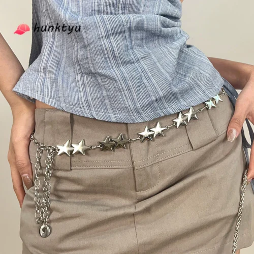 Women s Sweet Star Metal Chain Belt for Dresses and Fashion Decoration